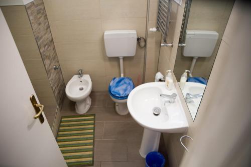 a small bathroom with a sink and a toilet at Bed & Breakfast Delle Rose in Conegliano