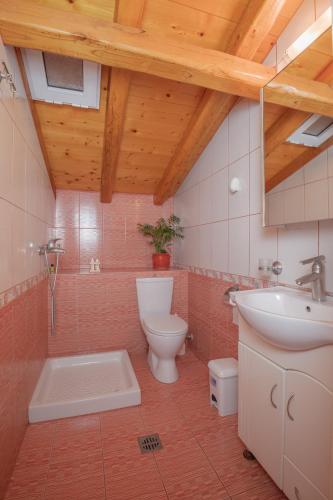a bathroom with a toilet and a sink at Pantheon Attic in Alonnisos