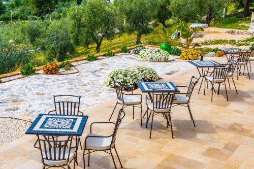 a group of tables and chairs on a patio at La Posta del Guardiano in Vieste