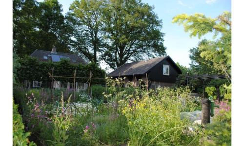 a garden with a house in the background at Vakantie Appartement Klavertje 4 in Laren Gld in Laren