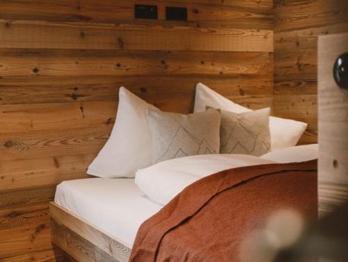 Ein Bett oder Betten in einem Zimmer der Unterkunft Gletscher-Chalet Stubai