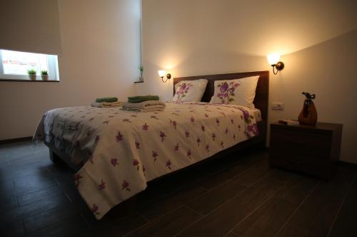 Un dormitorio con una cama grande y una ventana en Del Toro Apartment en Skopje