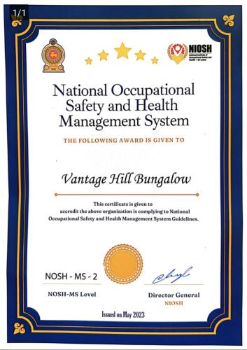 a certificate of efficacy and health management system in at Vantage hills Haputale in Haputale