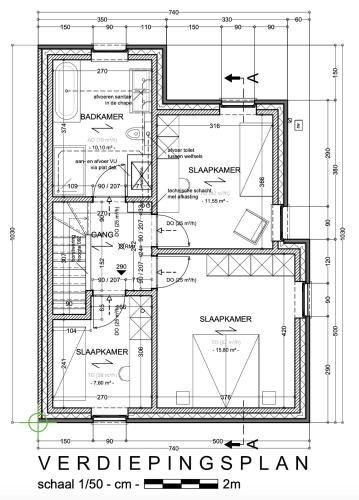 a drawing of a house on a plan at unique hideaway, holiday house with large garden in Kortenaken