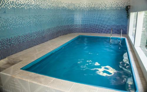 a lap pool in a bathroom with a tile wall at Pousada Valle dos Pássaros in Penedo