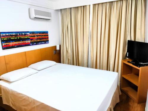 a hotel room with a bed and a television at Flat Hotel Mercure - Centro de Brasília A012 in Brasilia