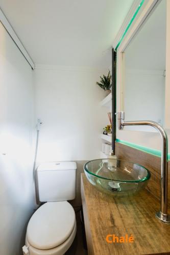 a bathroom with a sink and a toilet at Minicasa Brasileira in Sorocaba