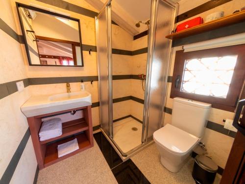 een kleine badkamer met een toilet en een wastafel bij Domus Lapidis - Villa in Bogarra