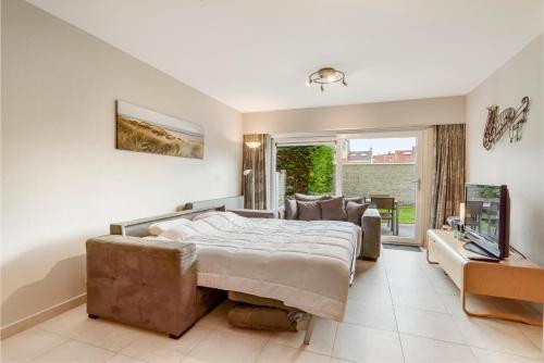 TV a/nebo společenská místnost v ubytování Luxury apartment with garden close to the beach