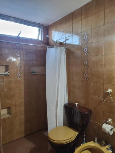 een badkamer met een toilet en een douche bij SLC San Martín 1 in San Luis