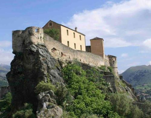 a castle on the side of a mountain at Appartement au cœur de la ville in Corte