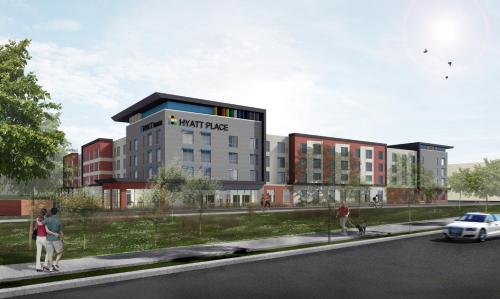 una rappresentazione di un edificio su una strada di Hyatt Place Sacramento International Airport a Sacramento