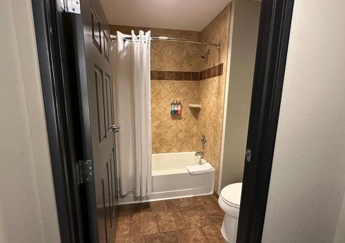 a bathroom with a tub and a toilet and a shower at Camelback Resort in Tannersville