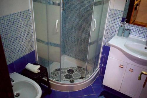 W łazience znajduje się prysznic, toaleta i umywalka. w obiekcie Casa Salitto San Michele w mieście Olevano sul Tusciano