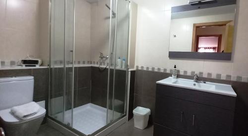 アルスーアにあるCastelao Apartmentsのバスルーム(シャワー、トイレ、シンク付)