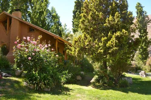 a house with trees and flowers in the yard at CASAS AMANCAY - Alcohuaz in Alcoguaz