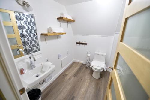 a bathroom with a toilet and a sink at OTIS Nature in Lamarche