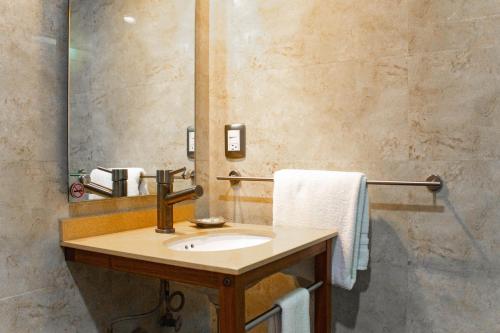 a bathroom with a sink and a mirror at La Casa Azul (Zona de Hospitales) in Mexico City