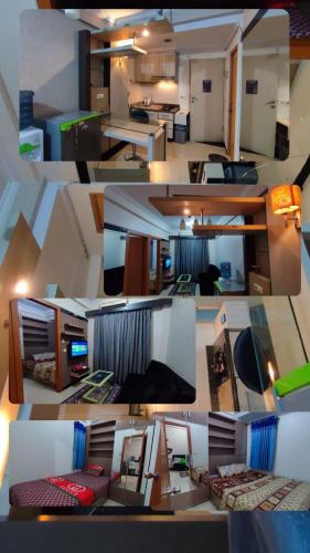 un collage de photos d'une chambre et d'un salon dans l'établissement OKA ROOM, à Kayuringin