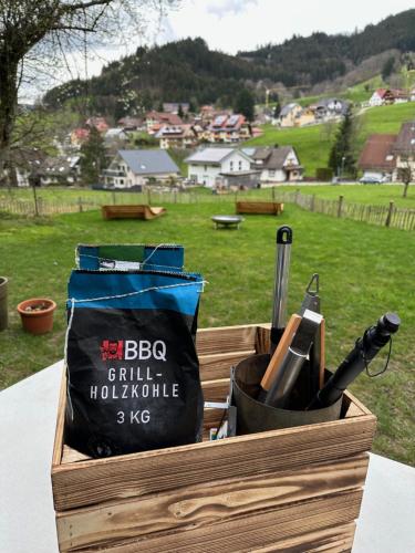 a wooden box with a bunch of tools in it at Höllkopf - Stubenhof, Black Forest in Simonswald