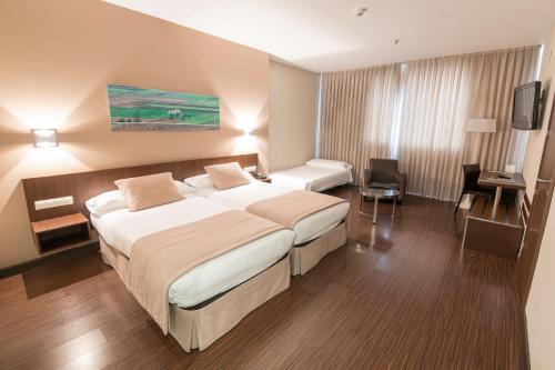 a hotel room with two beds and a television at ARVA Abad San Antonio in León