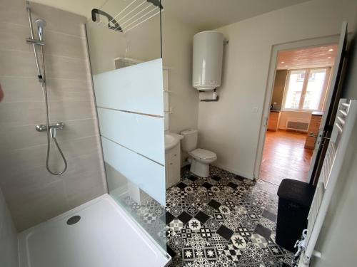 łazienka z prysznicem i toaletą w obiekcie Le logis des Halles w mieście Cerizay