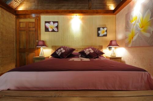 Postel nebo postele na pokoji v ubytování Green Lodge Moorea