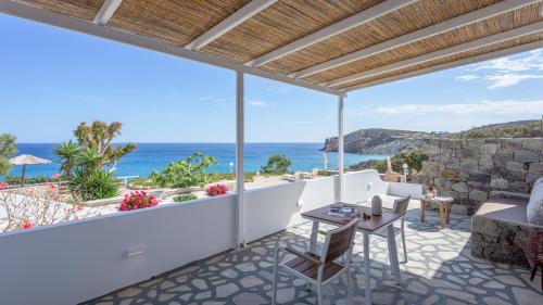 a view of the ocean from the balcony of a villa at Giourgas Studios & Apartments in Provatas