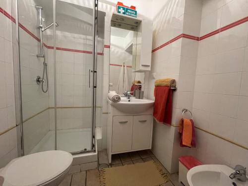 ローマにあるRoman Central Houseのバスルーム(シャワー、洗面台、トイレ付)