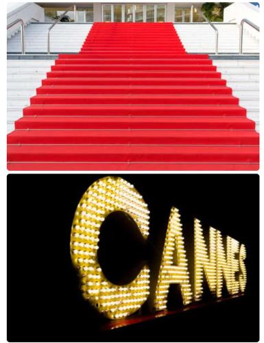 Un groupe d'escaliers rouges avec un panneau qui dit amnésie dans l'établissement lovely apartments with terrace, à Cannes