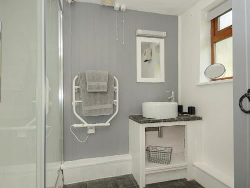 a bathroom with a sink and a shower at Mill House in Lostwithiel