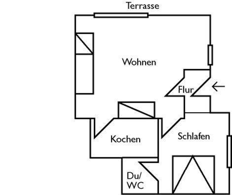 a black and white floor plan of a house at Ferienhaus am Sonnenhang in Willingen