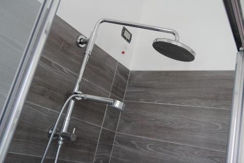 a shower with a shower head in a bathroom at Dimora Due Galli in Ponti Sul Mincio