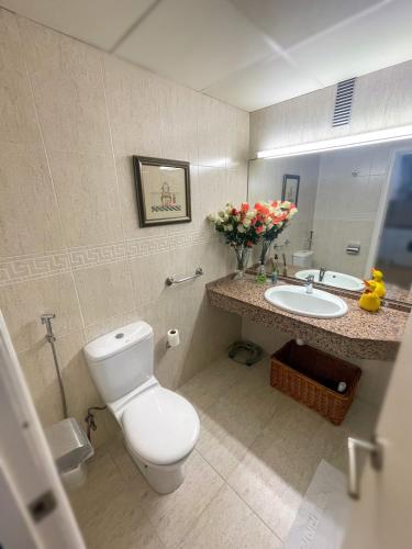 a bathroom with a toilet and a sink at RESIDENCIAL MICHELANGELO in Salou