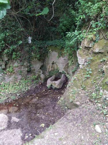 a stone wall with a hole in the ground at Antoneiko house in Kípoi