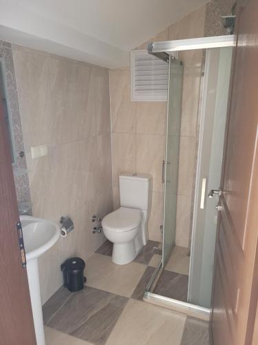 een badkamer met een toilet en een wastafel bij Oasis Apart Hotel in Dalyan