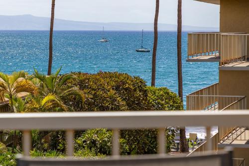 a view of the ocean from the balcony of a resort at 401 Nani Kai HaleBeachfrontNewly Remodeled in Kihei