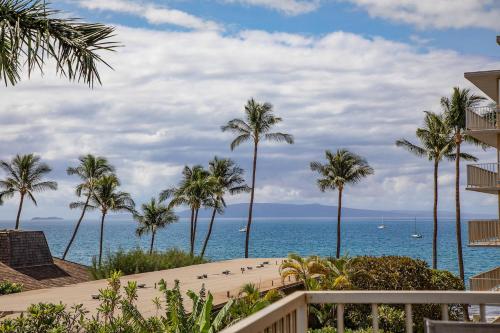 a view of the ocean from the balcony of a resort at 401 Nani Kai HaleBeachfrontNewly Remodeled in Kihei