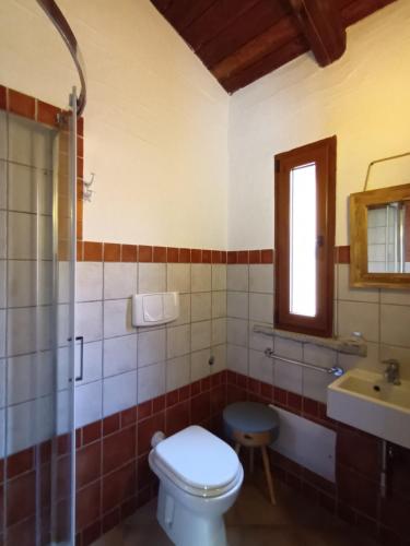 a bathroom with a toilet and a sink at Il Miraggio Tanca Piras in Nebida