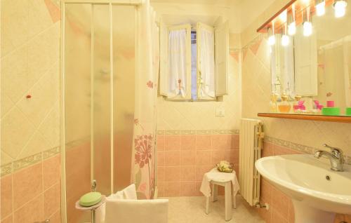 a bathroom with a shower and a sink at Casa Le Vallette in Massarosa