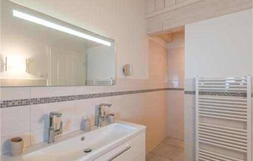 y baño con lavabo y espejo. en Gorgeous Apartment In Langenhorn With House A Panoramic View, en Langenhorn