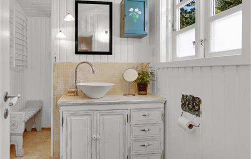 ein Bad mit einem Waschbecken und einem Spiegel in der Unterkunft Gorgeous Home In Asns With Kitchen in Asnæs