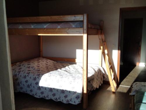 a bedroom with two bunk beds and a ladder at Appartement Crest-Voland, 2 pièces, 6 personnes - FR-1-733-52 in Crest-Voland