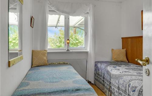 1 dormitorio con 2 camas y ventana en Stunning Home In Tranekr With Wifi, en Tranekær