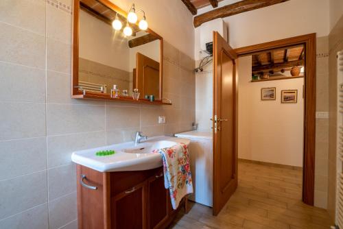 y baño con lavabo y espejo. en Casa I Pini, en Terranuova Bracciolini