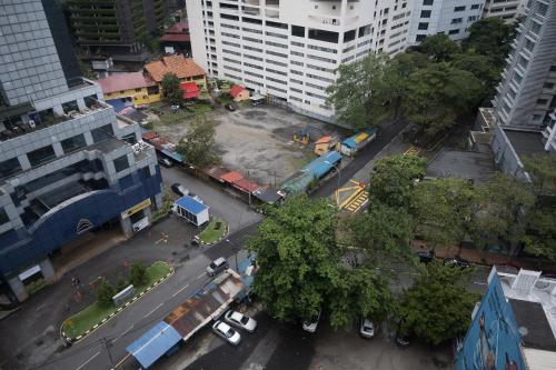 an aerial view of a city street with buildings at MyRehat Suites Bukit Ceylon in Kuala Lumpur