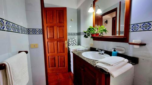 a bathroom with a sink and a mirror at Manuela in Fuencaliente de la Palma