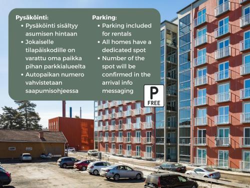 a collage of photos of an apartment building at Hiisi Homes Nokia Nansonkatu in Nokia