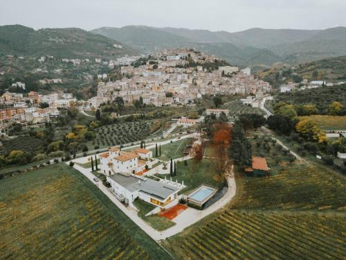 an aerial view of a city with a village at Cincinnato Wine Resort in Cori