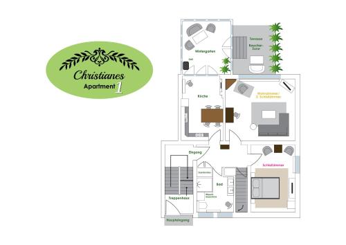 a floor plan of a christmas apartment at Christianes Apartment - Ebstorf in Ebstorf